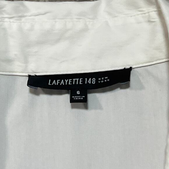 Lafayette 148 Ruffle Button Up Professional Shirt Size 6 Modern Contemporary Top - Picture 4 of 8